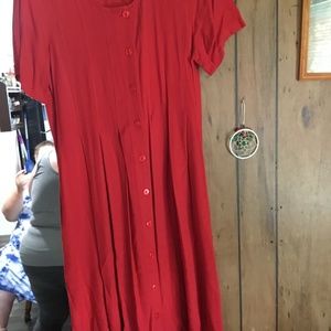 Red button down dress